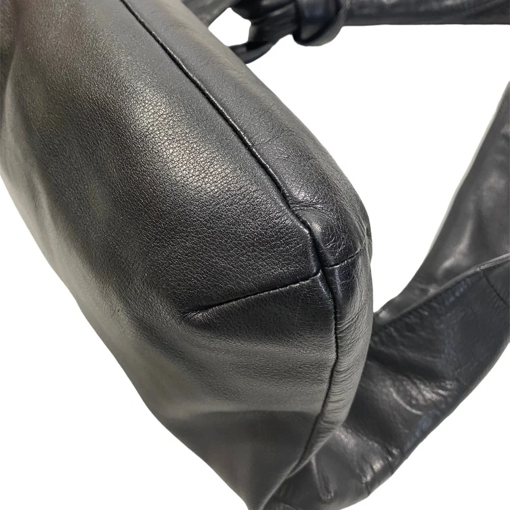 LUPO Slouchy Knotted Strap Oversized Hobo Black Leather Bag - Picture 7 of 9